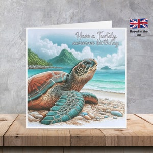 Cartões de aniversário de tartaruga marinha 3D de 6” | Cartões de tartaruga | Tenha uma tartaruga incrível | Cartões de aniversário de tartaruga em camadas | Cartões para amantes de animais