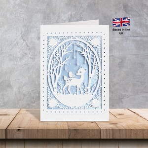 Ciervos en el bosque de invierno Tarjetas de Navidad A5 / Tarjetas de ciervos / Tarjetas de Navidad Robin / Tarjetas de escenas de invierno / Tarjetas de escenas de Navidad / Tarjetas de animales