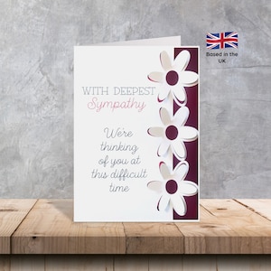 Carte de sympathie A5 faite main avec fleurs pop-up