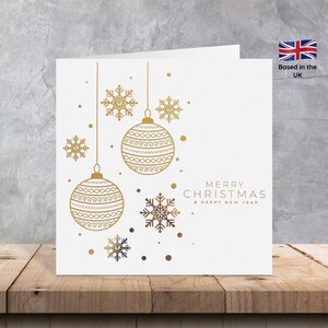 Cartes de Noël 15 cm 15 cm/carte de boule de Noël en métal doré/ carte de Noël boule de neige flocon de neige/décoration unique
