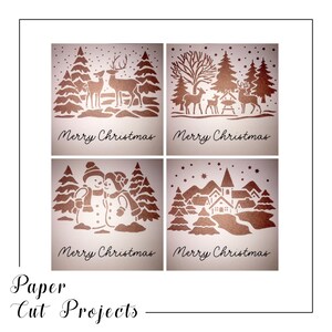 Glitter Weihnachtsszene Karten | Rentier Weihnachtskarten | Schneemann Weihnachtskarten | Weihnachtsdorf Karten | Weihnachtskarten-Bundle