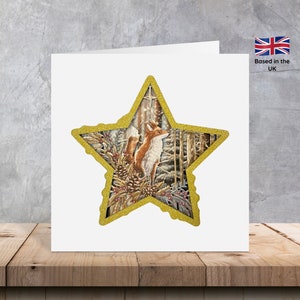 Tarjetas de Navidad 3D Fox in the Forest / Tarjetas Fox / Tarjetas de Navidad de animales / Tarjetas de animales / Tarjetas de Navidad 3D / Tarjetas 3D / Tarjetas de estrellas / 6"