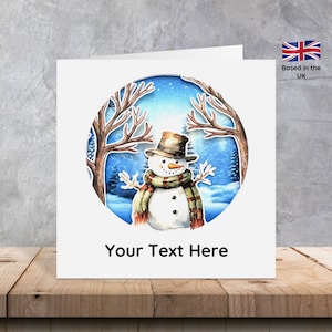 Tarjetas de Navidad de muñeco de nieve 3D/ Tarjetas de Navidad de muñeco de nieve/ Tarjetas de Navidad en capas/ Tarjetas de Navidad 3D/ Tarjetas de Navidad de muñeco de nieve en el bosque