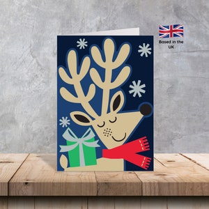 Simpatiche cartoline di Natale con renne / Cartoline di Natale con animali / Cartoline di Natale con cervi / Cartoline di Natale per gli amanti degli animali / carine cartoline di Natale