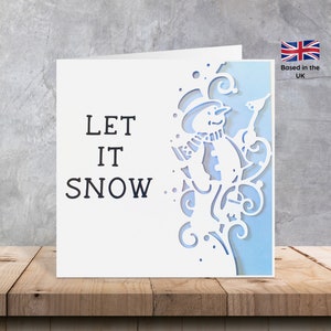 6" Sneeuwpop-kerstkaarten / Handgemaakte sneeuwpop-kerstkaarten met optionele pop-up kerstboom erin