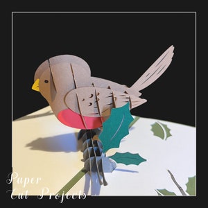 Carte Robin pop-up | Cartes de Noël personnalisées | Cartes de Noël pop-up | cartes pop-up | pop-up oiseaux | des cartes de Noël uniques