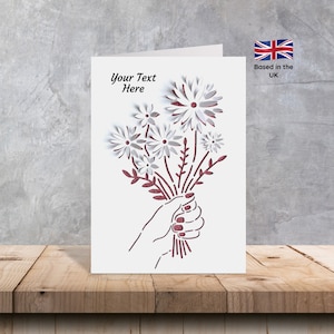 Carte pop-up con fiori che tengono in mano / carte con fiori pop-up / carte floreali pop-up / carte con bouquet di fiori / carte con bouquet di fiori pop-up