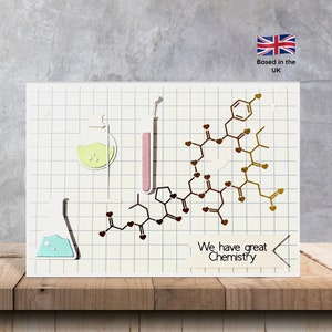 Handmade A6 science, chemistry, biology, oxytocin, lab equipment valentines/anniversary cards