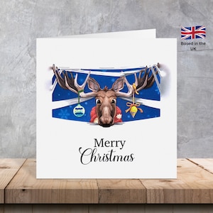 de Noël d'orignal de 6 po. | Cartes de Noël animaux | cartes animaux 3D | Cartes de Noël pour les amoureux des animaux | Cartes de Noël 3D | cartes superposées