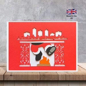 Tarjetas de Navidad de chimenea de Papá Noel / Tarjetas de Navidad hechas a mano de Papá Noel bajando por la chimenea