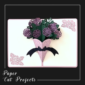 Biglietto pop-up con bouquet di rose per tutte le occasioni/biglietto d'auguri con rose personalizzato/biglietti pop-up di San Valentino/biglietti d'auguri pop-up