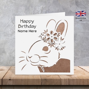 Cartes pop-up lapin 6 po./ Cartes pop-up florales lapin/ Cartes pop-up d'anniversaire/ Cartes pop-up d'anniversaire lapin/ Cartes pop-up fleurs