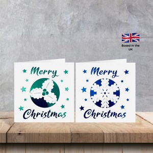 Pop up Christmas card set/ Pop up snowflake cards/ pop up holly cards/pop up bell cards
