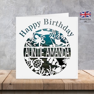 Cartões de aniversário de vida marinha / cartões de aniversário de vida marinha / cartões de aniversário de cenas subaquáticas / cartões de aniversário de peixes de 7 polegadas / cartões de cenas de animais / cartões de tartarugas