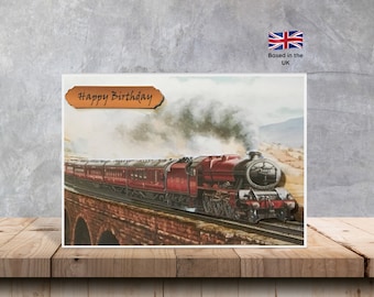 Cartões de trem a vapor em camadas 3d | cartão do dia dos pais | Cartões de aniversário para ele | Cartões de Aposentadoria | Cartão Locomotiva a Vapor