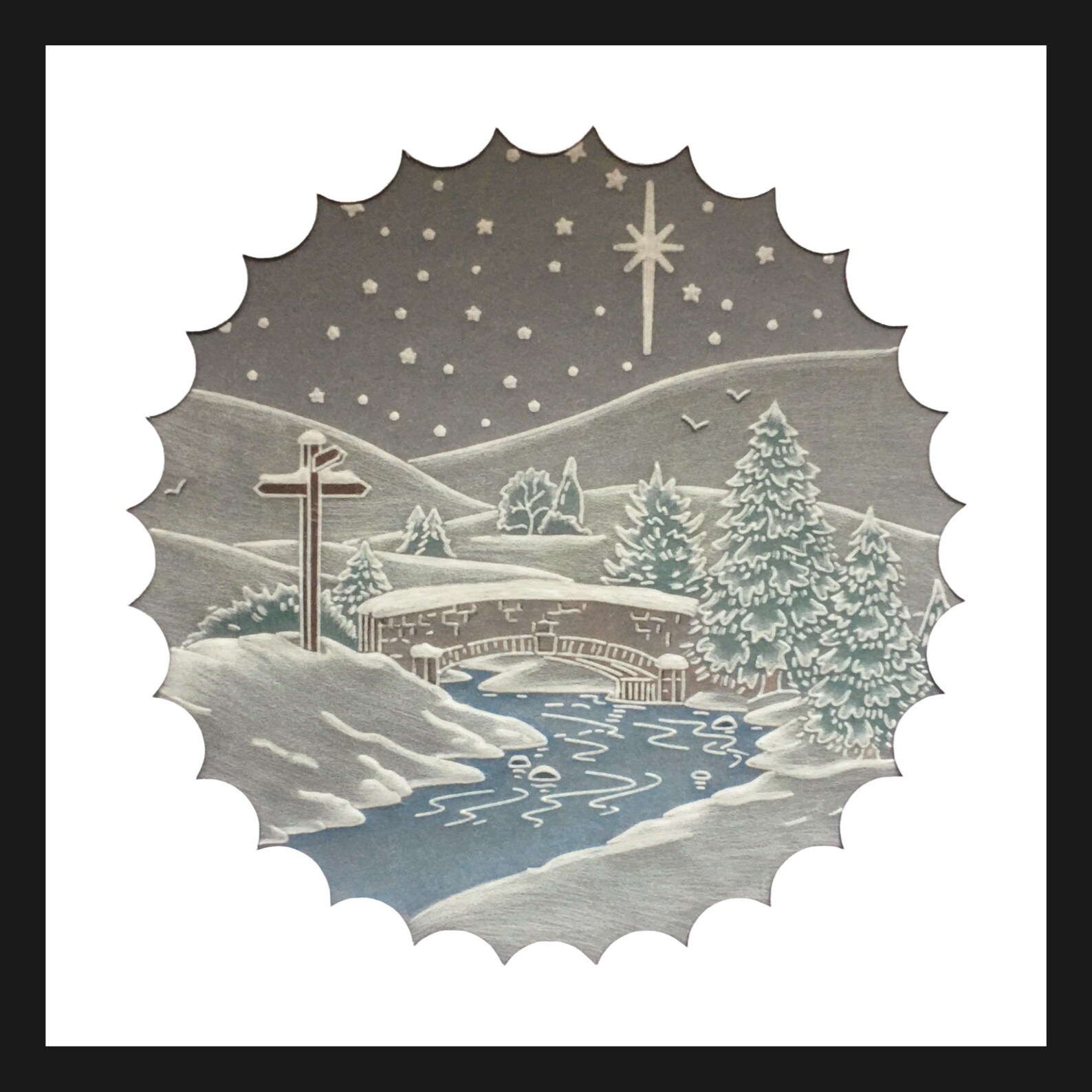 Winter Scene Christmas Cards/ Winter Scene Parchment Cards/ Christmas