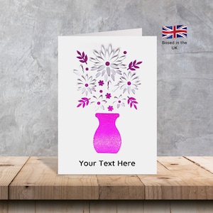 Jarrón emergente 3D blanco y rosa hecho a mano de flores/tarjeta de mariposa para cualquier ocasión
