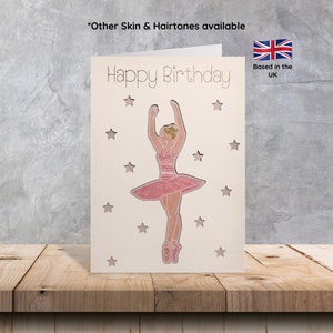 Ballerina-Geburtstagskarte | Handgefertigte Glitzer-Balletttänzer-Geburtstagskarten | Glitzerkarten | Geburtstagskarten für sie | Ballettkarten |