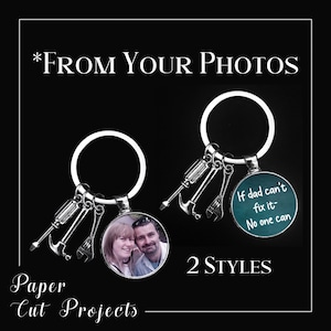 Father’s Day keyring/ Father’s Day photo and tool keyring Gift/ birthday gift/ Personalised silver Father’s Day photo keyring