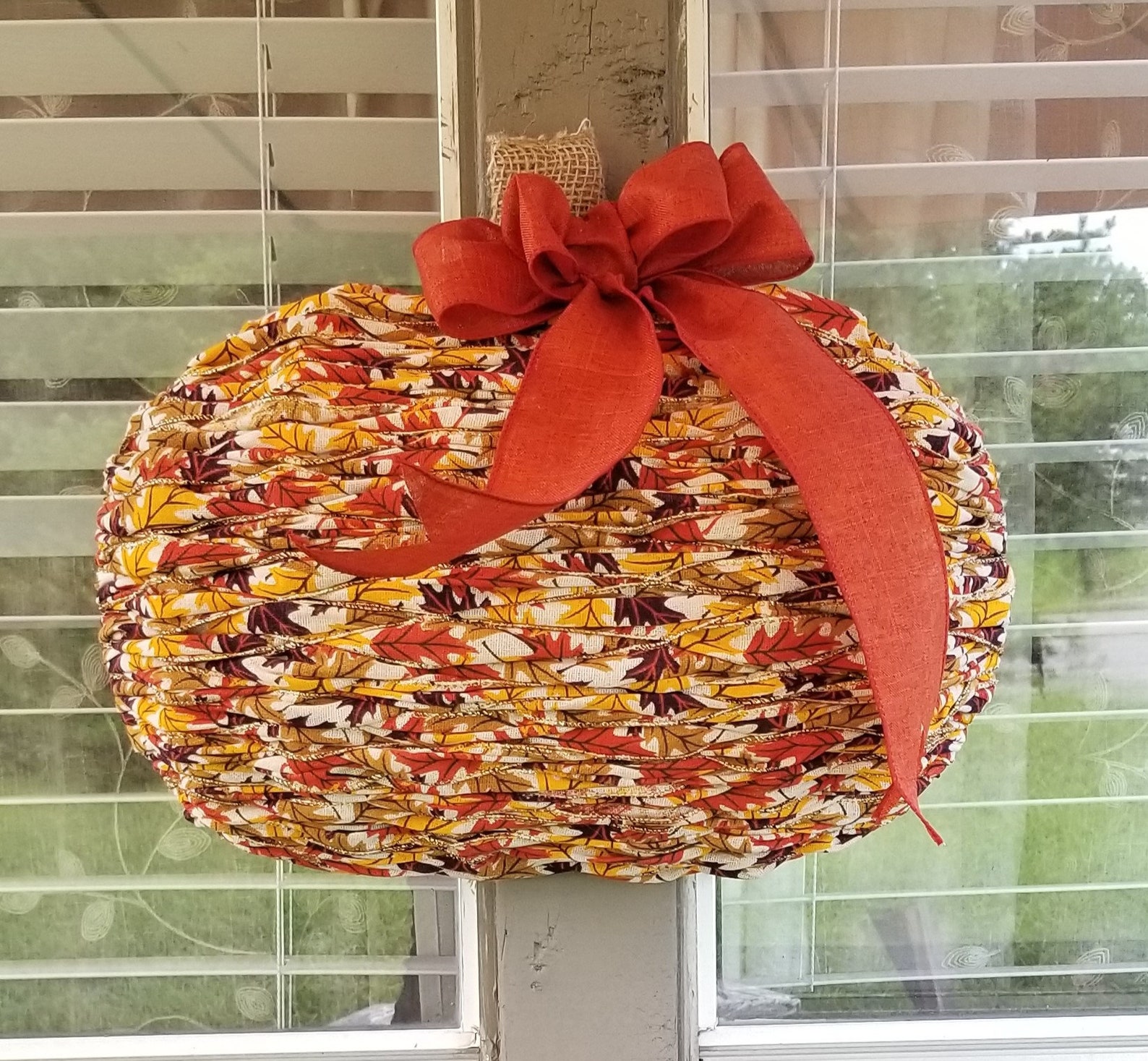 Fall Leaf Ribbon Pumpkin Wreath Etsy
