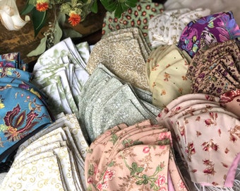 Maska kwiatowa, Vintage Floral, Codzienna, Elegancka, Lekka, Miękka, Wygodna, Regulowana, 3 warstwy, Opcja filtra, Idealnie dopasowana, Zmywalna, Ręcznie robiona USA