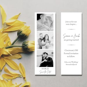 Photo Strip Save the Date Template for Canva I Unique Bookmark Template | Editable and Customizable 2x6 Save the Date