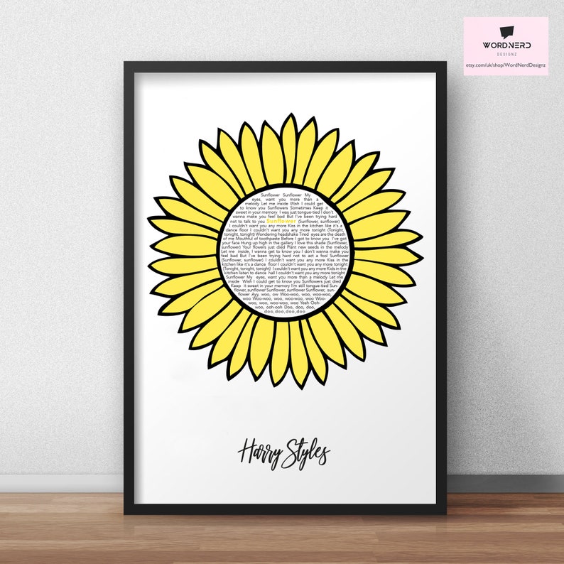 SUNFLOWER VOL 6 Harry Styles Song Lyrics Print Wall Art Home Etsy