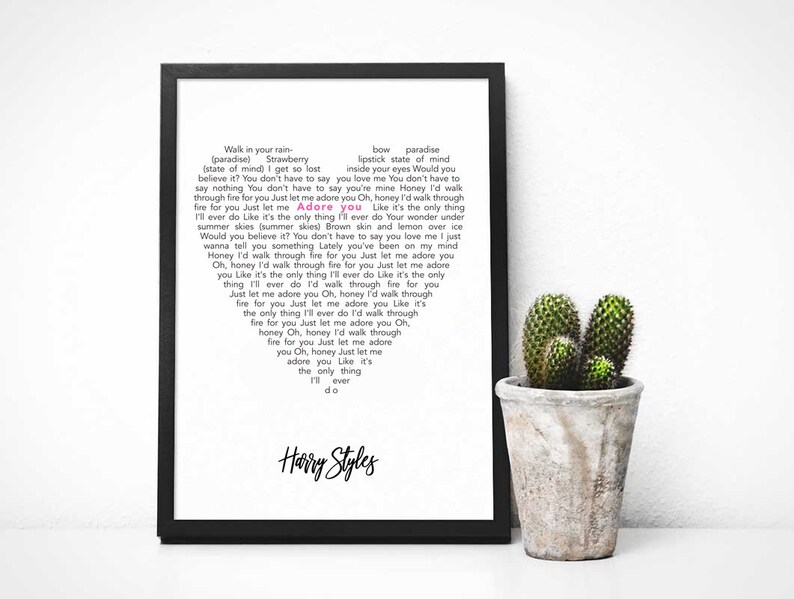 ADORE HARRY STYLES Song Lyrics Poster Wall Art Print Home Etsy