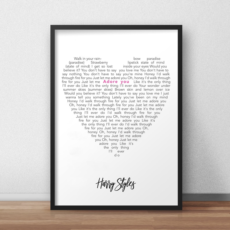 ADORE HARRY STYLES Song Lyrics Poster Wall Art Print Home Etsy