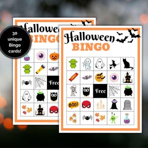 Halloween Bingo Cards for Kids, Class Party Activity, Classroom Games, Printable Bingo Cards, Cute Halloween, Halloween Games for Kids