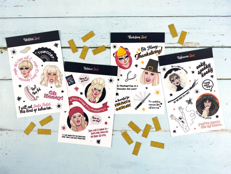 Trixie Mattel & Katya Zamolodchikova UNHhhh Themed Sticker Sheets 