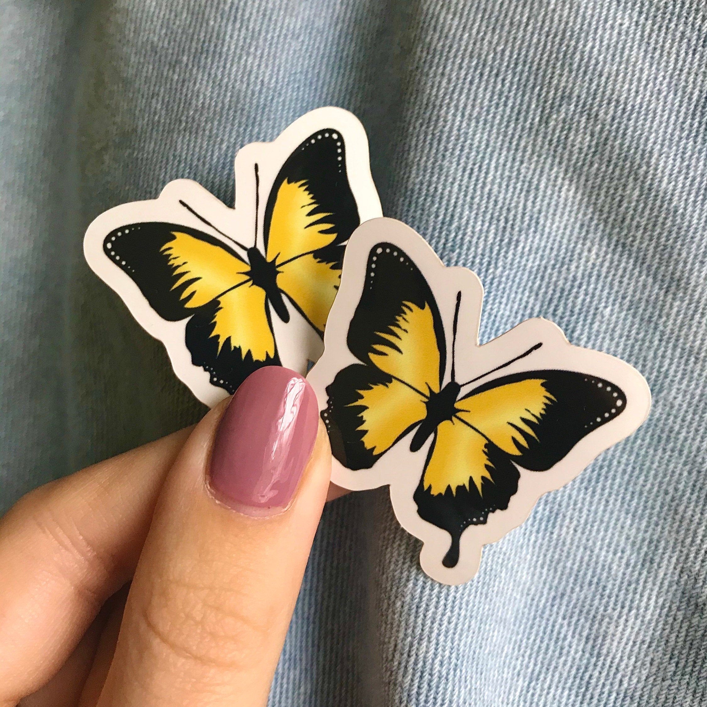 Yellow Butterfly Duo Stickers Butterfly Stickers Vinyl Sticker Laptop