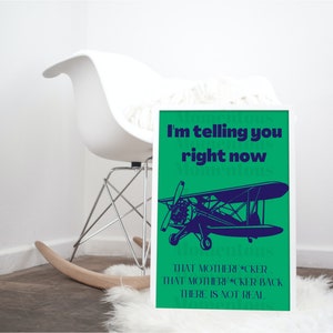 TikTok Sound "Not Real" Kunstdruck | Grünes Flugzeug Poster (Digital Download)