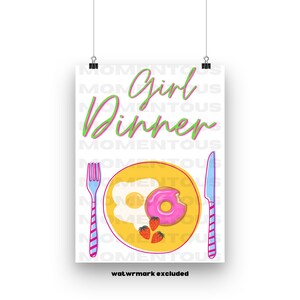 een "meisjesdiner" digitale printdownload | Sociale mediakunst | Trendy wanddecoratie | Moderne afdrukbare poster