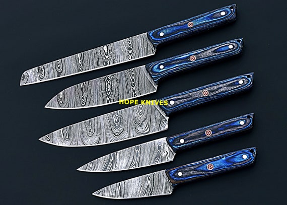 High Quality Handmade Damascus Chef Knives Set Hand Forged 