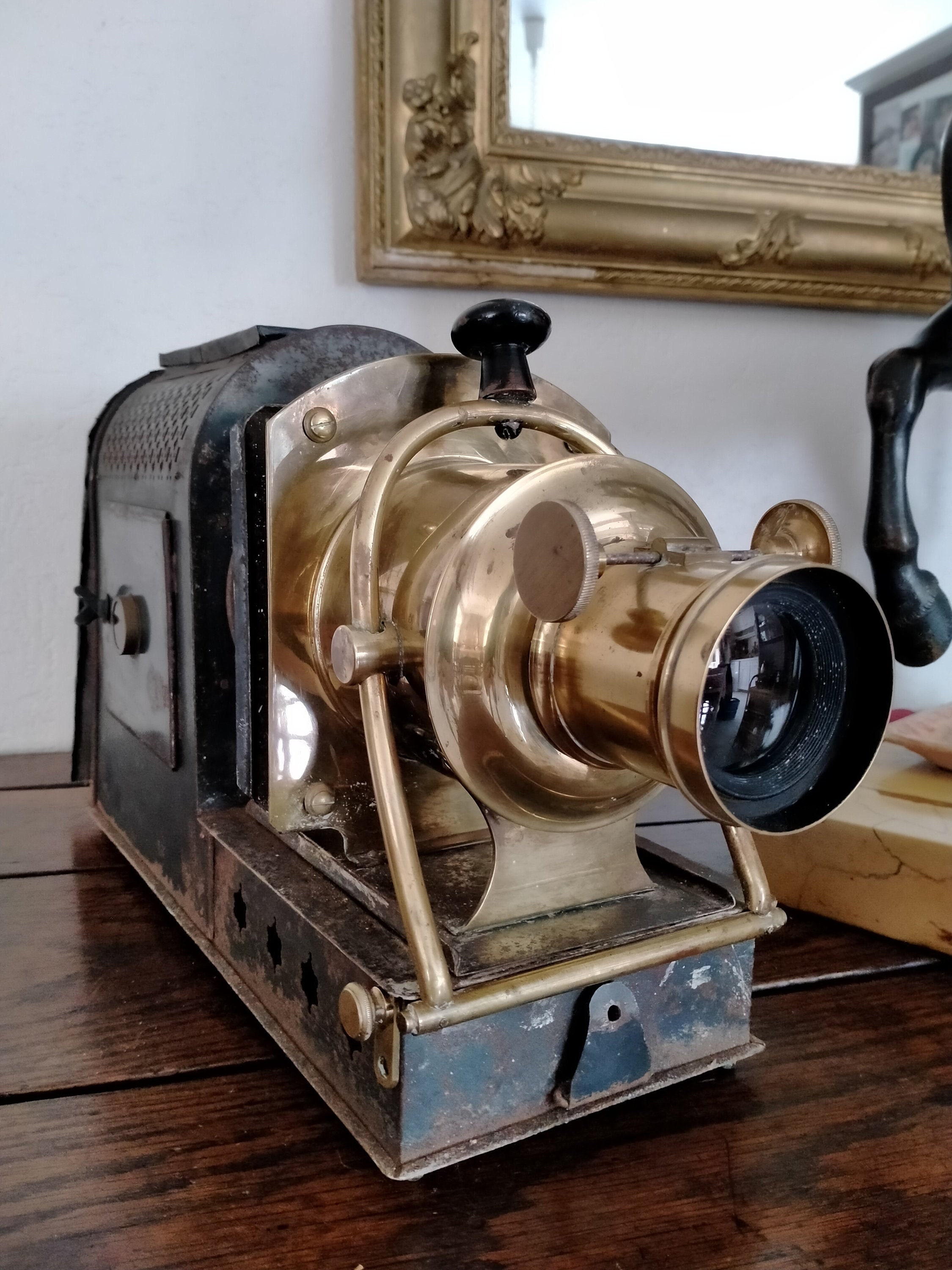 Lanterne Magique, Filmoscope Projecteur Ancien Début 20Ème Siècle, Vintage, Cuivre