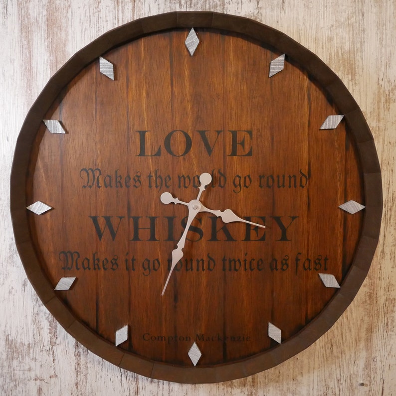 Love and Whiskey Clock Rustic Barrel Sign Bar Decor Etsy