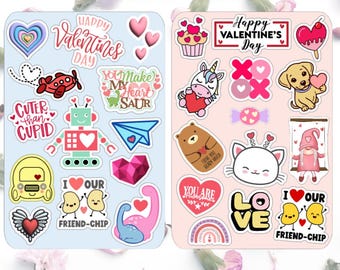 Mini pegatinas de San Valentín / Pegatinas para agenda y diario / Juego de 2 hojas