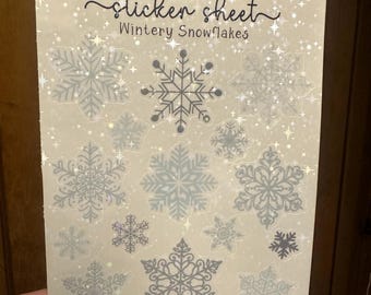 Hoja de pegatinas de copos de nieve invernales