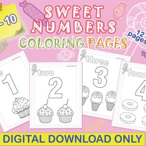 Download Christmas Numbers Printable Coloring Pages Numbers 1 10 Etsy