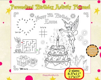 Personalized Birthday Placemat Coloring Page/Kids Activity Table Mat/Instant Digital Download - Printable