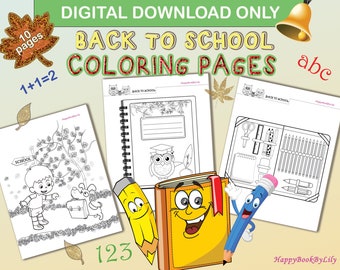 Back to school Printable Coloring Pages / Instant Digital Download - PDF