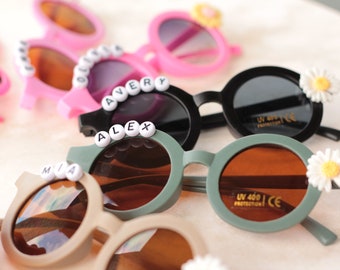 Floral Daisy Girls Personalized Name Sunglasses | Toddler Gift | Kids Gift | Babies Gift | Personalized Kids Sunglasses With Case