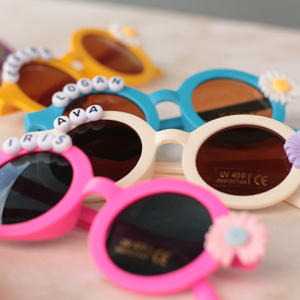 Floral Daisy Girls Personalized Name Sunglasses | Toddler Gift | Kids Gift | Babies Gift | Baby Girl Personalized Birthday Gift Sunglasses