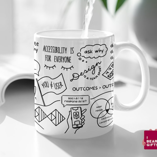 UX UI デザイナー 落書き ギフト マグカップ | 製品 ユーザー エクスペリエンス マネージャー 送別 感謝 同僚 UX 同僚 メンター Web デザイナー インターン 休暇 | 2