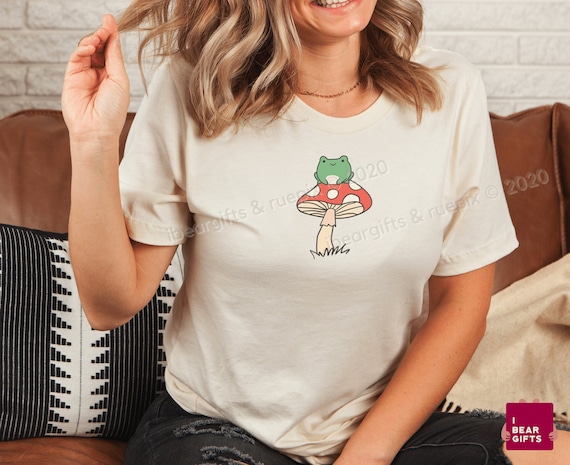 Mushroom Frog Shirt Cute Graphic Tee 