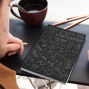 Gepersonaliseerde UX UI Product Design Doodle Spiral Notebook - Afscheid Bedankt Collega Mentor Cadeau, Collega, Stagiaire, Verlof, Leraren, Met pensioen