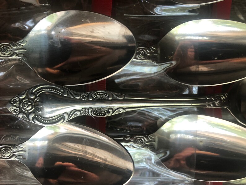 12 Teaspoons Charleston Classic Hanford Stainless Rose Glossy