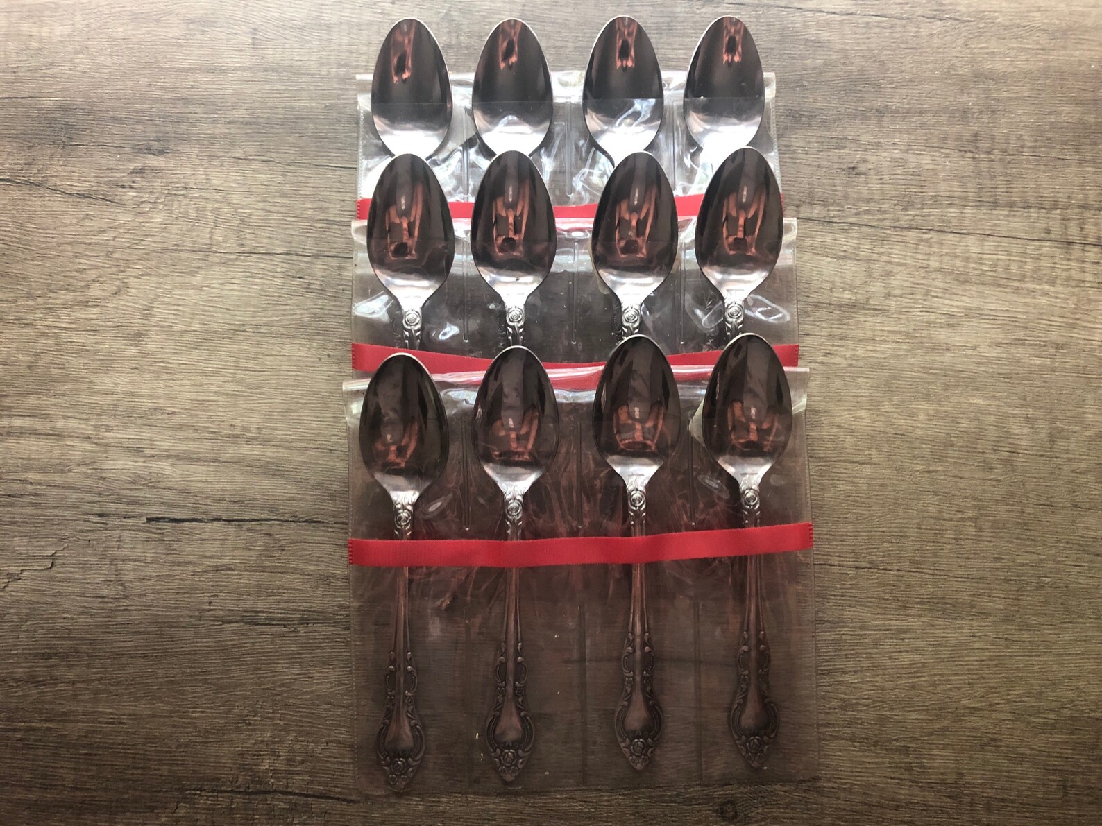 12 Teaspoons Charleston Classic Hanford Stainless Rose Glossy