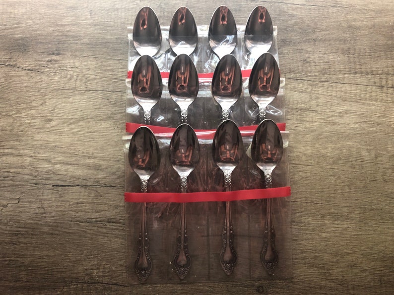 12 Teaspoons Charleston Classic Hanford Stainless Rose Glossy